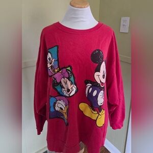 Vintge Red Disney Cruise Mickey Mouse Crewneck Sweatshirt Oversized
